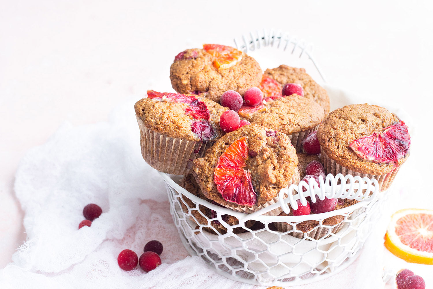 Blood Orange + Cranberry Spelt Muffins