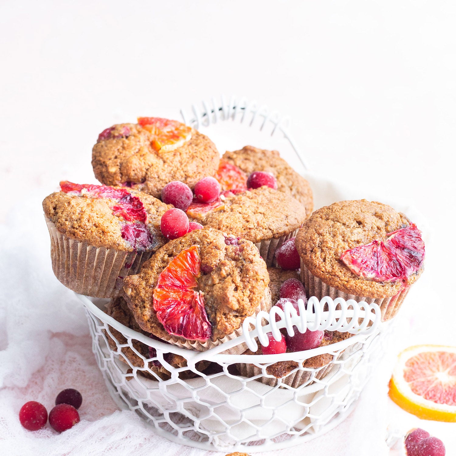 Blood orange and cranberry muffins