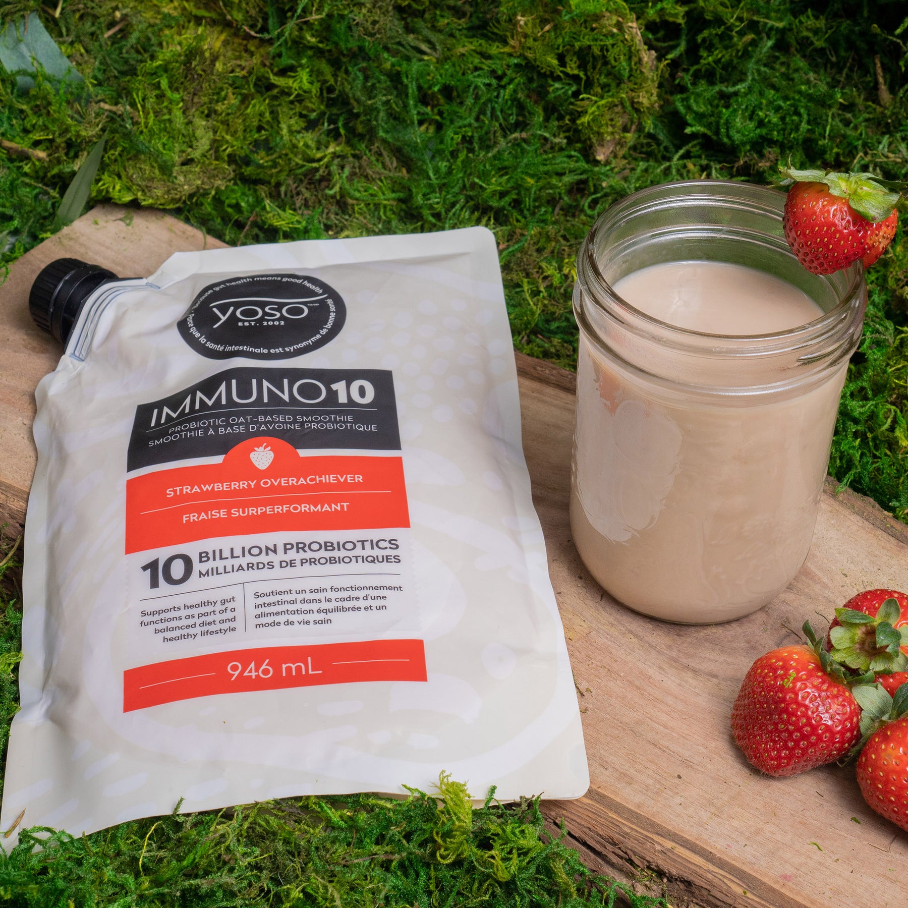 IMMUNO10 Probiotic Oat-Based Smoothie - Strawberry 946ml